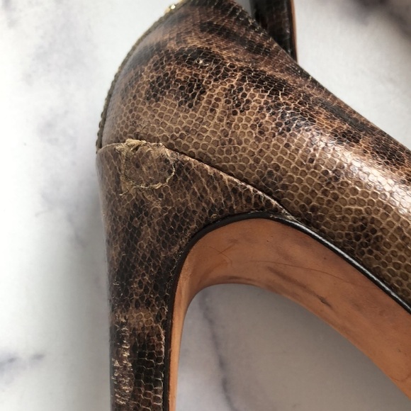 Coach Snakeskin Platform High Heel Pumps Brown Size 8.5B - Picture 9 of 16